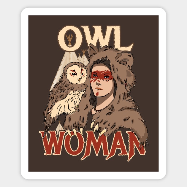 Owl Woman with Bear Headdress Magnet by black8elise
